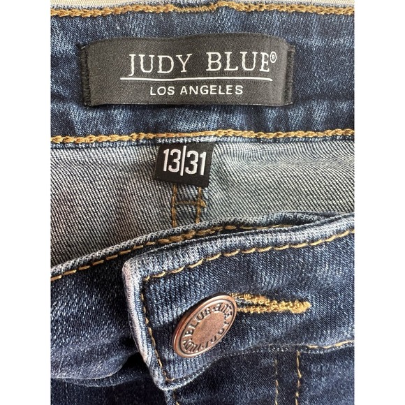 Judy Blue Jeans Womens 13/31 Blue Dark Wash Skinny Fit Mid Seam Stitch JB8863 - Picture 10 of 12